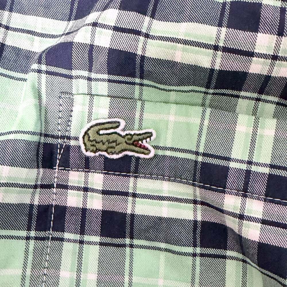 Lacoste Men's Long Sleeve Green Plaid Button Down Shirt - Picture 3 of 5